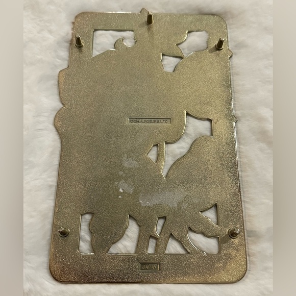 VTG MCM Trivet WMA ROGERS LTD Gold Cream Roses Japan 5.5"x 9" Wall Decor Floral - Picture 2 of 10